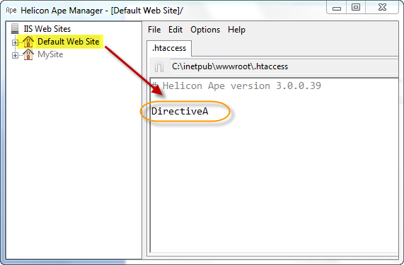 htaccess config per-site directive