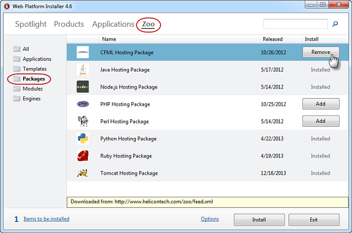 Zoo Packages in Web Platform Installer Zoo Packages in Web Platform Installer